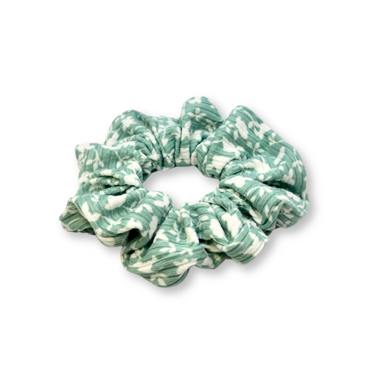 Mini White Leaf Sage Ribbed Scrunchie