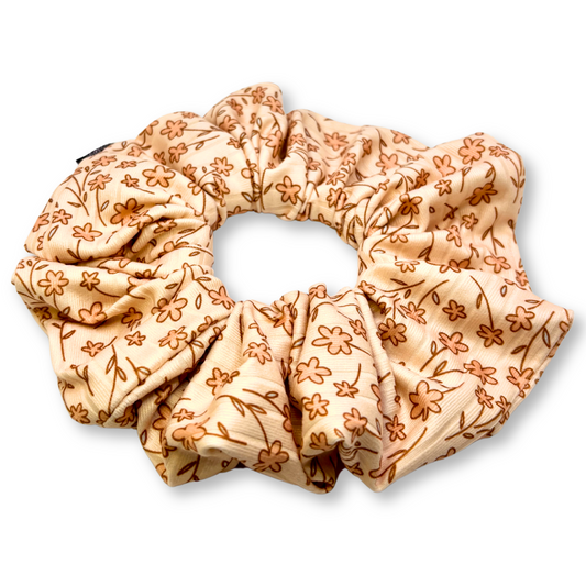 Ditsy Flower Fall Ribbed Scrunchie