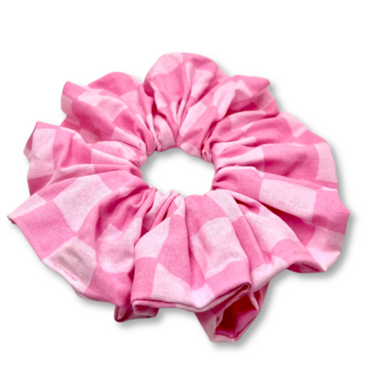 Pink Checkered Scrunchie