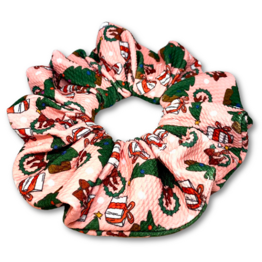 Pink Christmas Tree Bullet Scrunchie