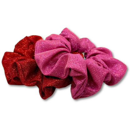 Pink & Red Sparkle Valentine's Day Scrunchie Set