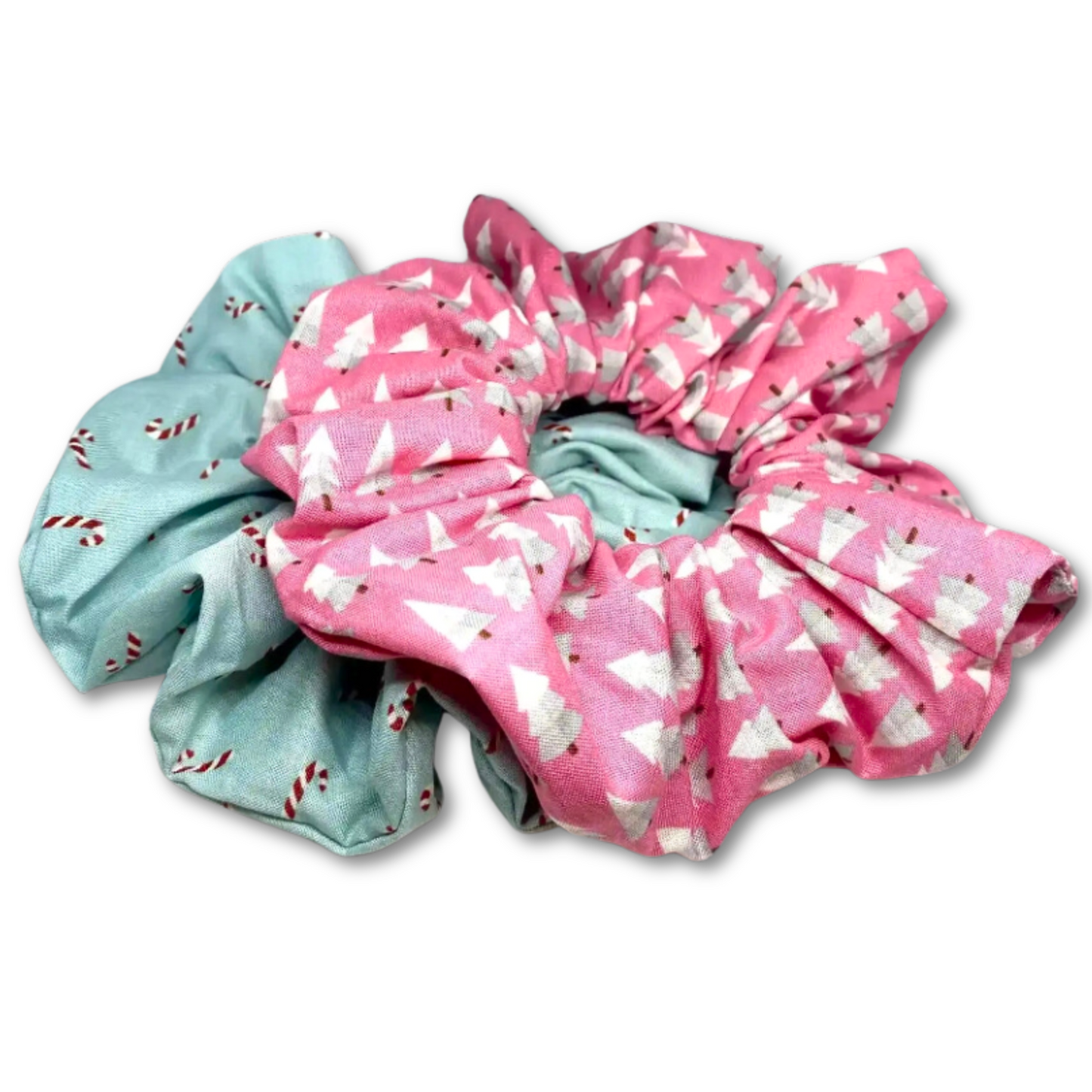 Pink Tree and Candy Cane Christmas Set Scrunchie