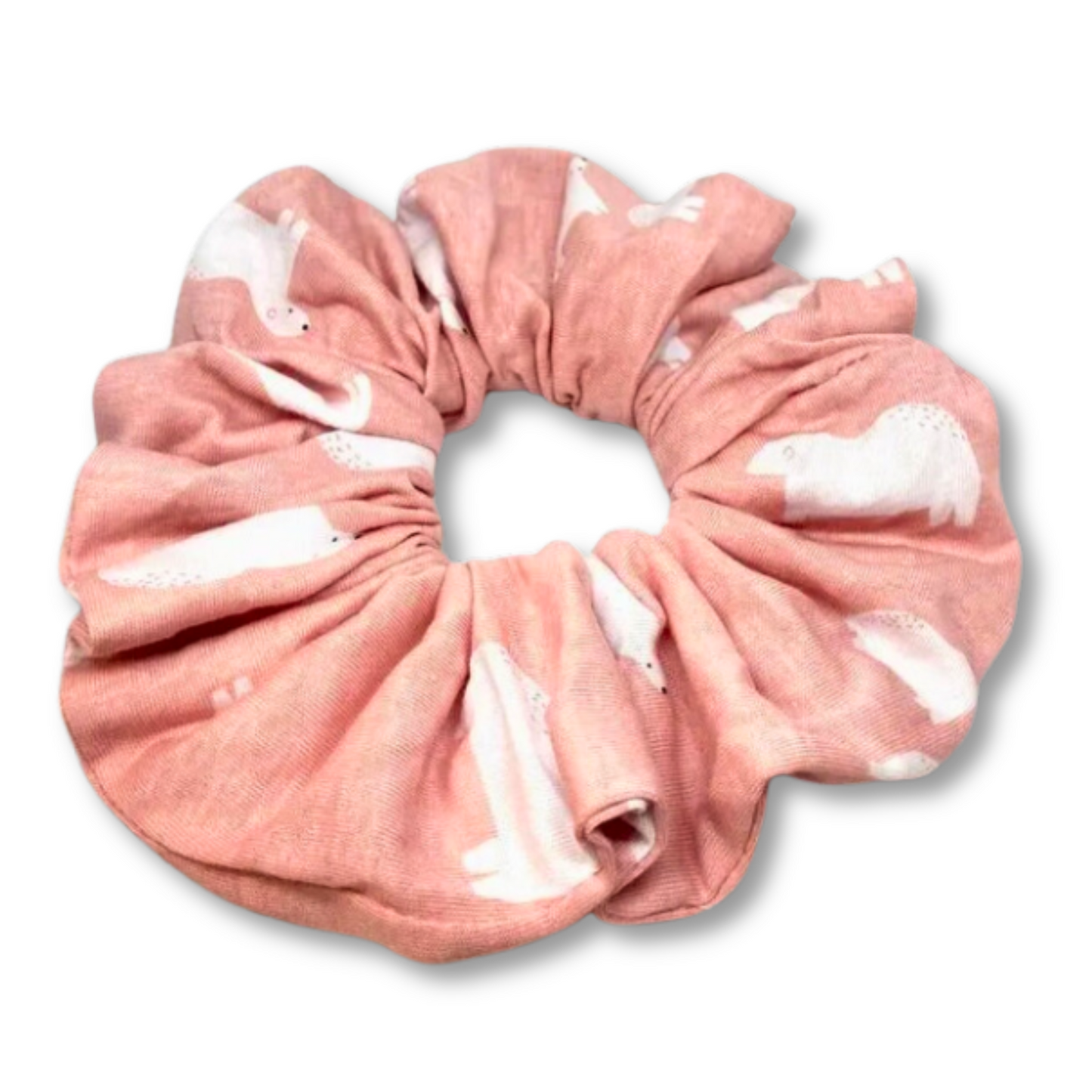 Pink Polar Bear Winter Scrunchie