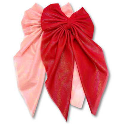 Pink & Red Long Tail Valentine's Day Bow Set