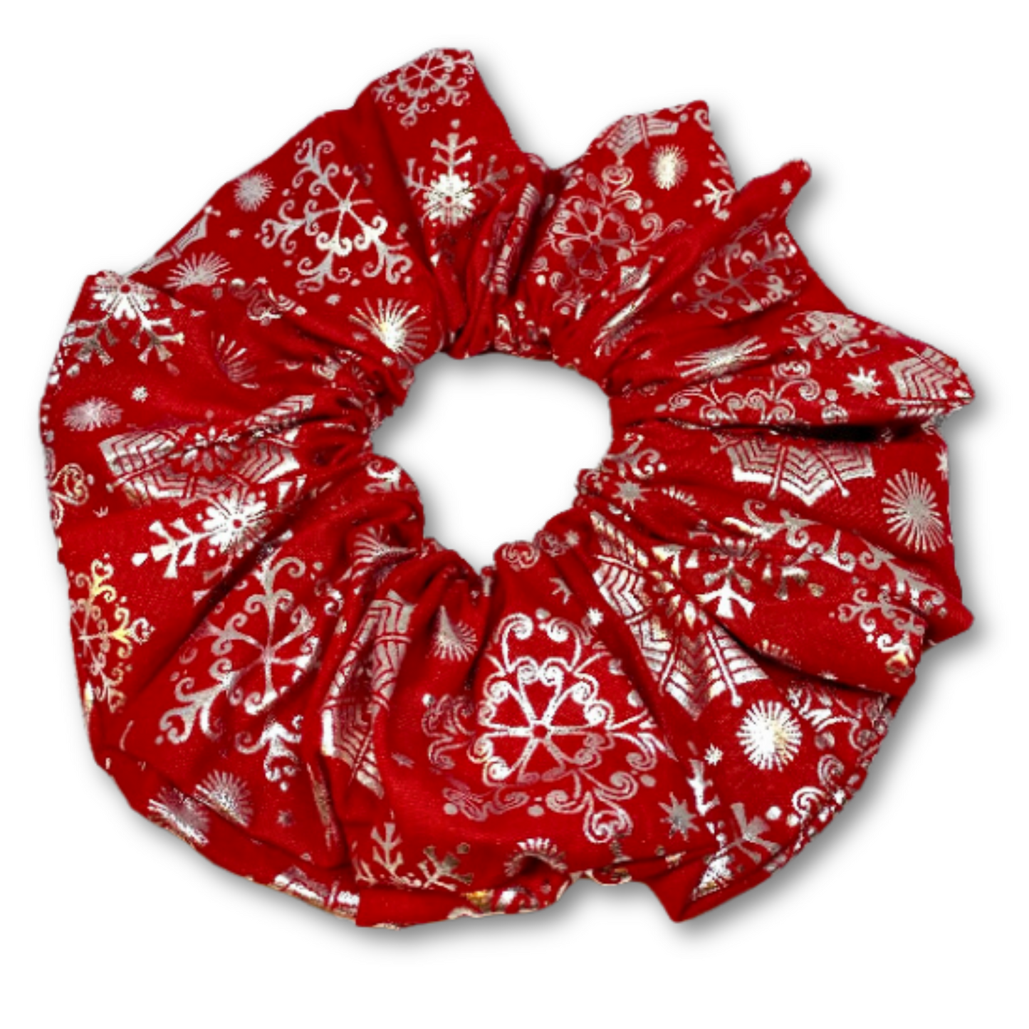 Red Snowflake Holographic Christmas Scrunchie