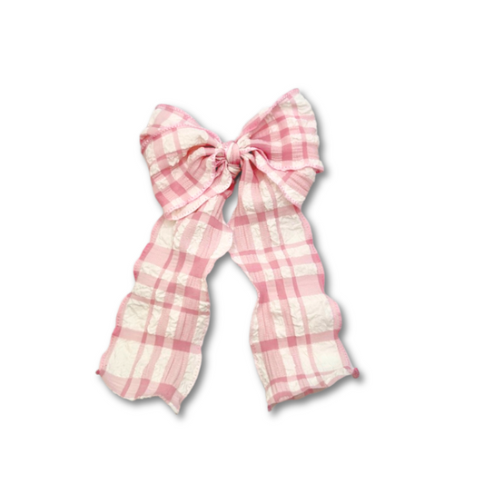 Pink Gingham Valentine's Day Double Bow