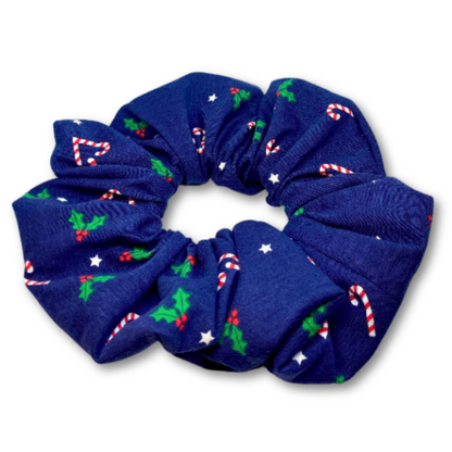 Navy Candy Cane Christmas Scrunchie