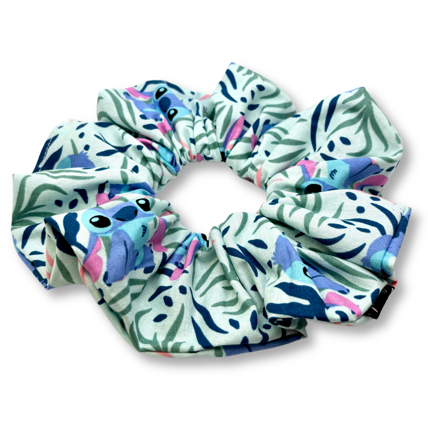 Blue Leaf Stitch Scrunchie