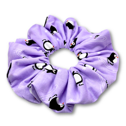 Purple Penguin Christmas Scrunchie