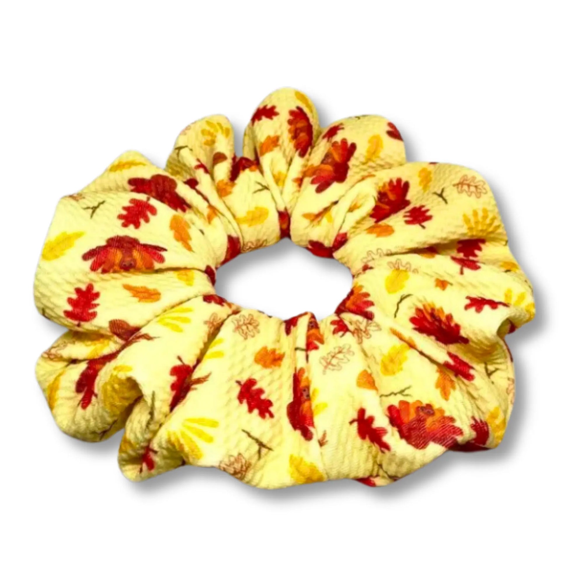 Turkey and Leaves Thanksgiving Bullet Scrunchie Enchanted Scrunch