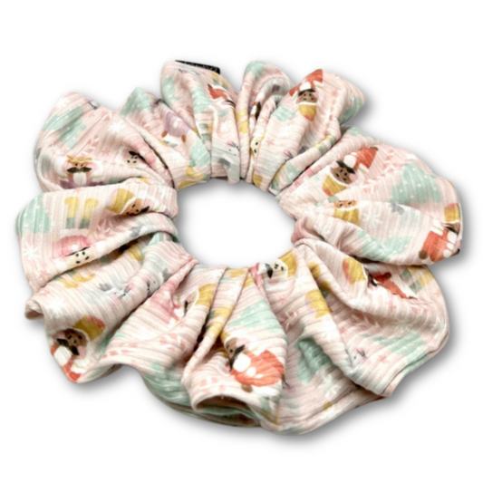 Pink Nutcracker Ribbed Christmas Scrunchie