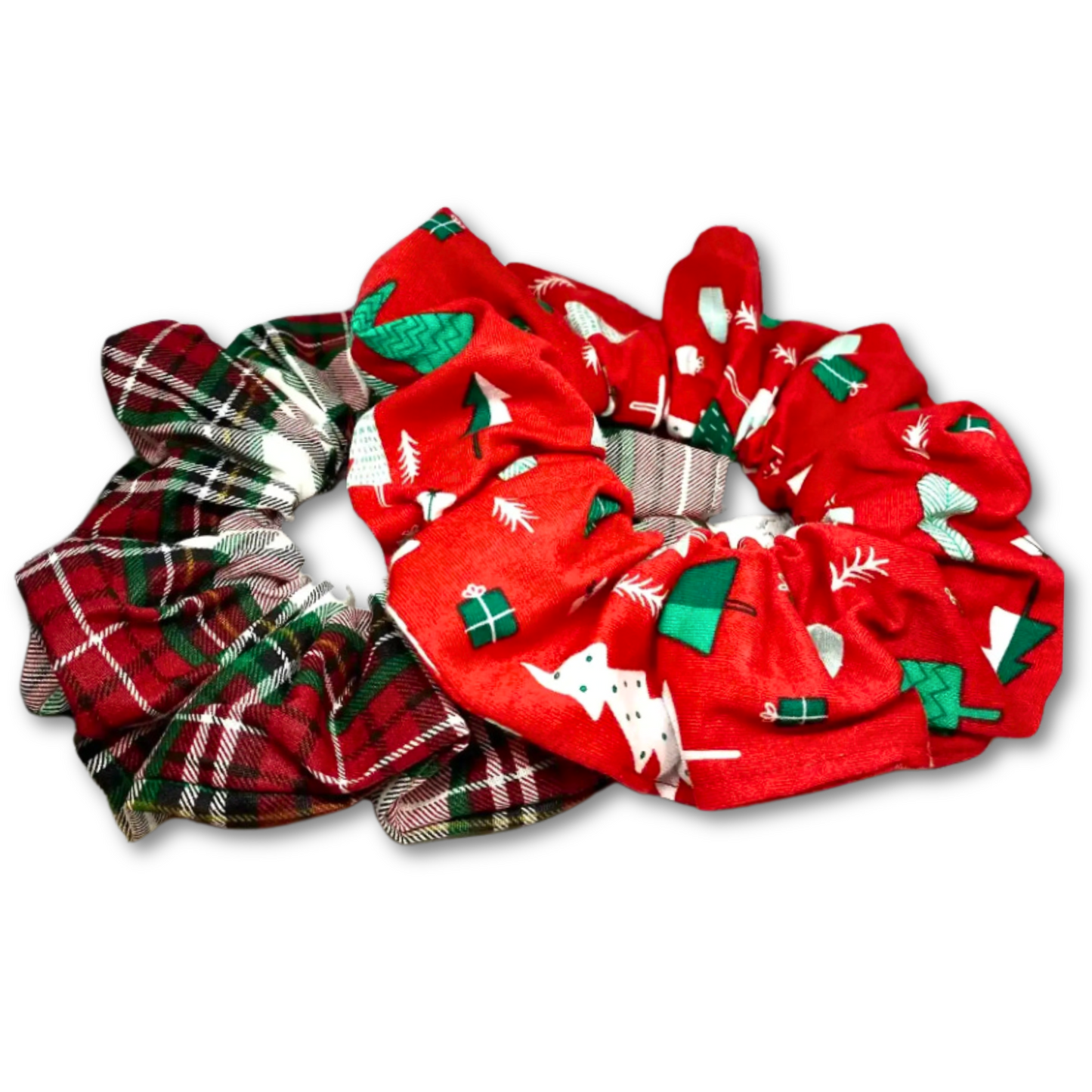 Red Trees and Plaid Christmas Set Scrunchie