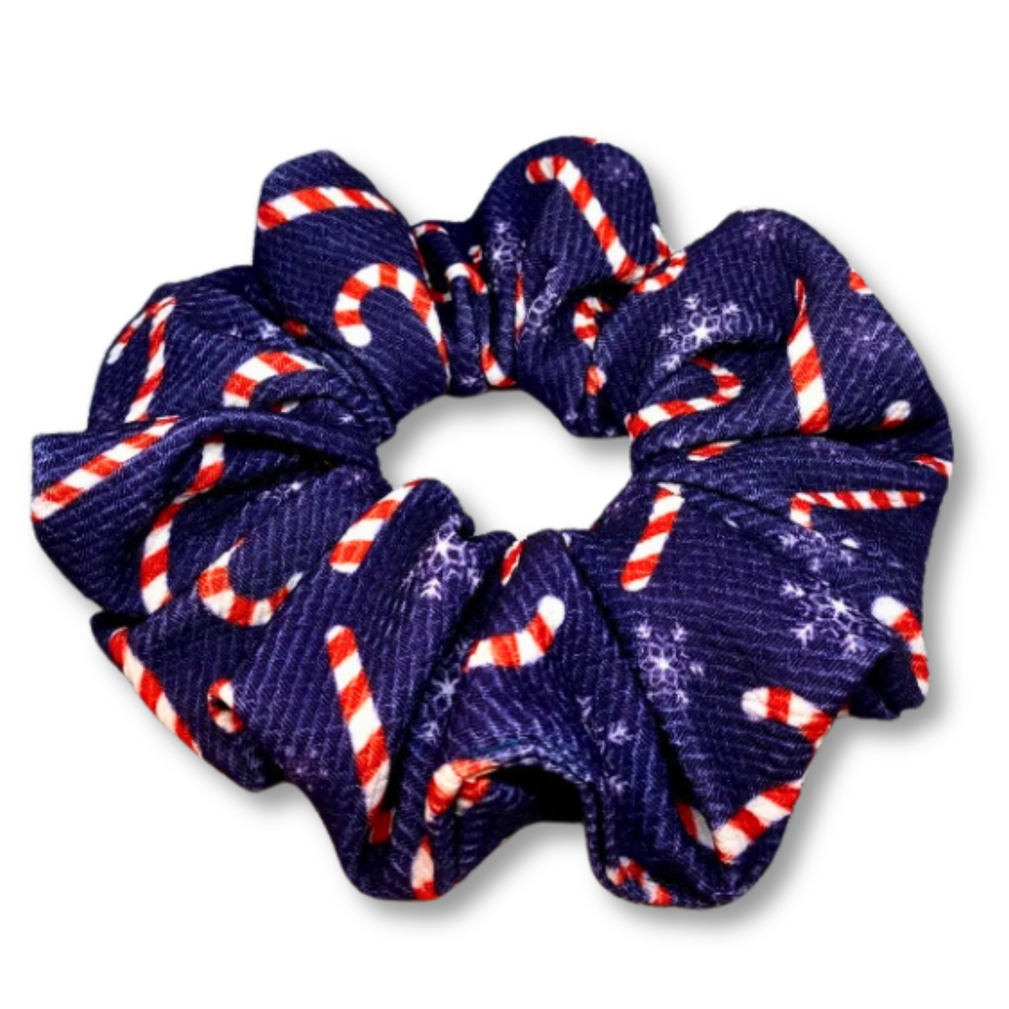 Blue Candy Cane Christmas Bullet Scrunchie