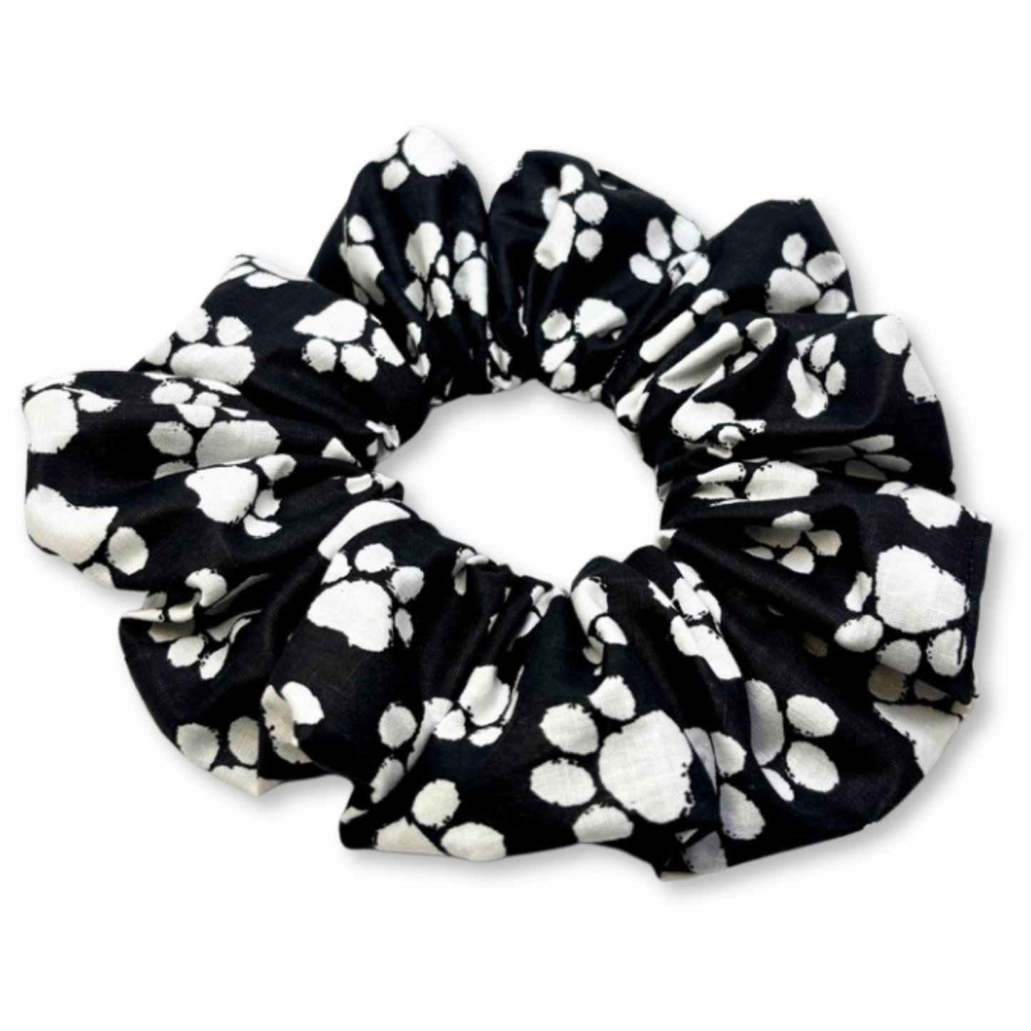 Black and White Paw Print Scrunchie