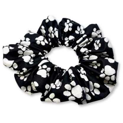 Black and White Paw Print Scrunchie
