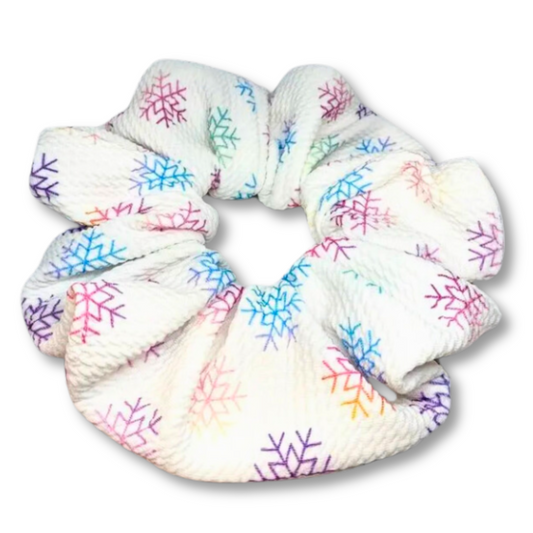 Rainbow Snowflake Bullet Christmas Scrunchie