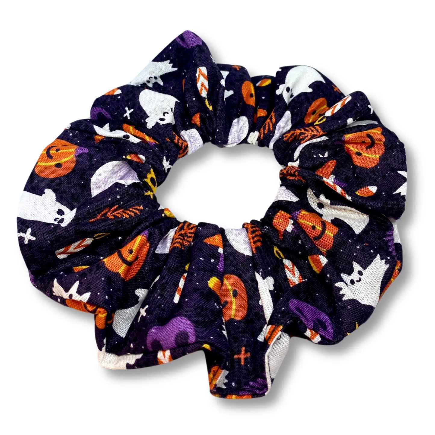 Purple Ghost and Pumpkin Halloween Scrunch Enchanted Scrunch