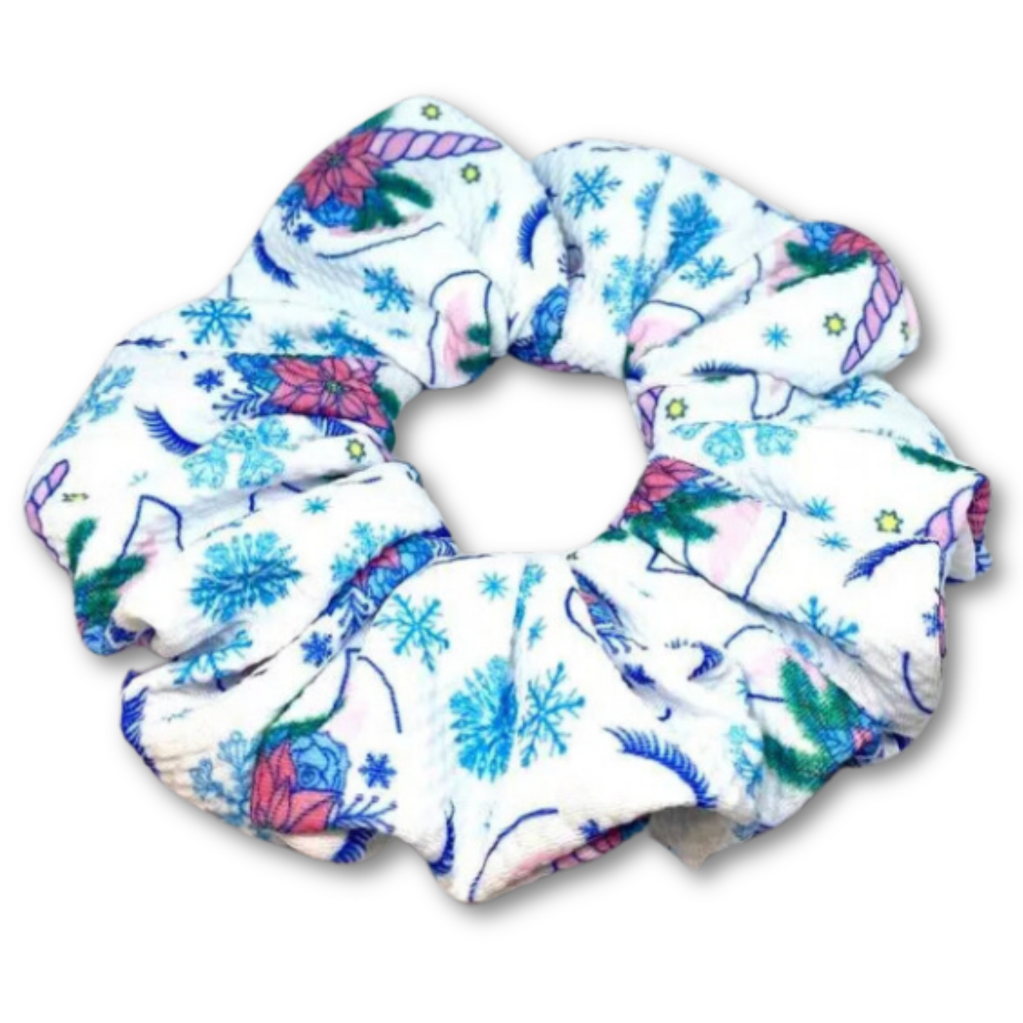 Snowflake Unicorn Winter Scrunchie