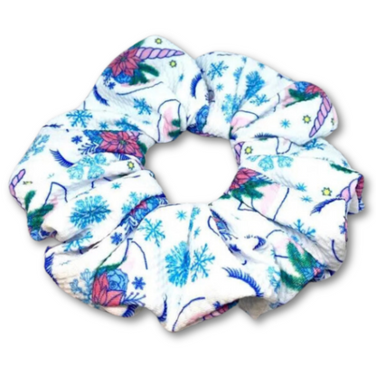 Snowflake Unicorn Winter Scrunchie