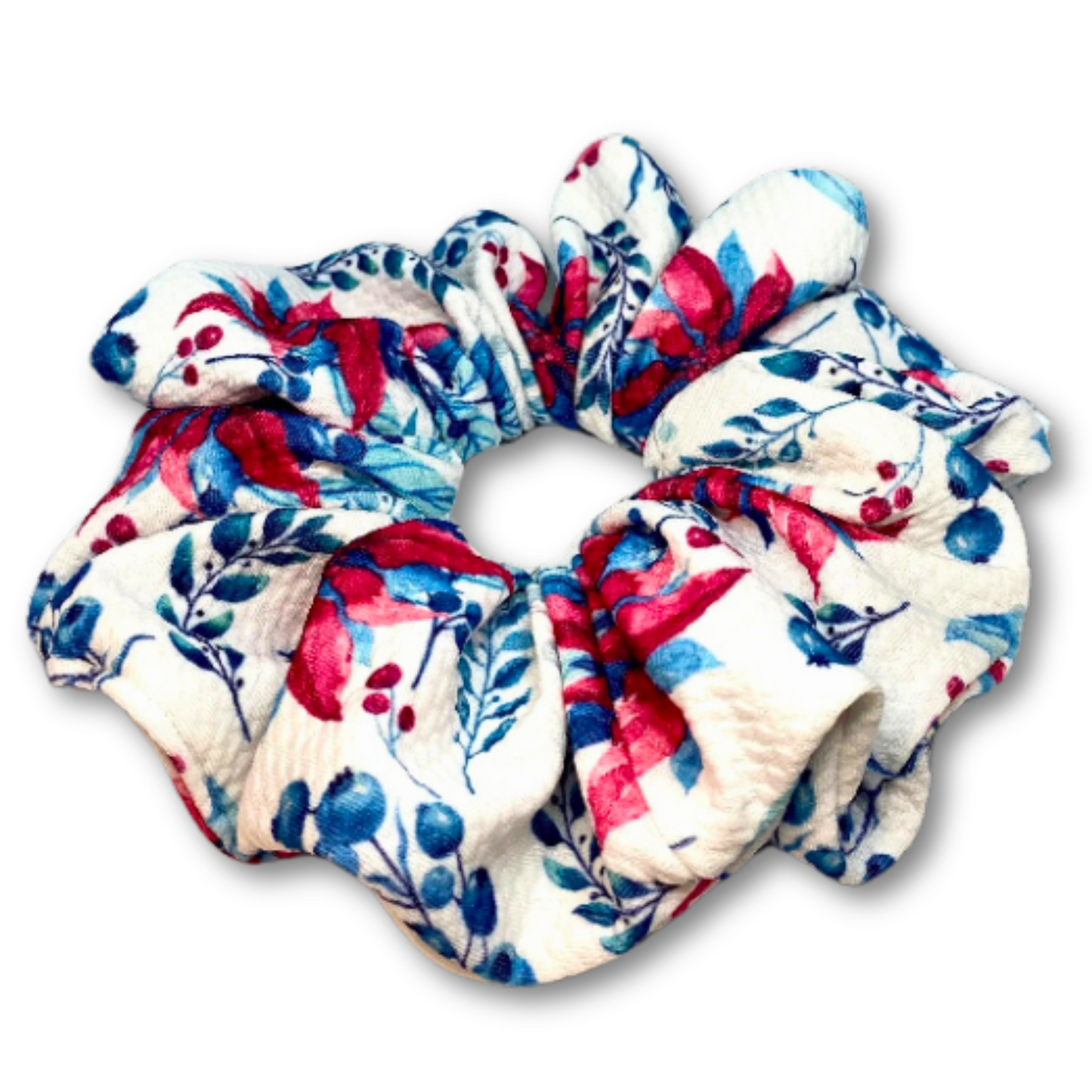 Floral Poinsettia Christmas Bullet Scrunchie