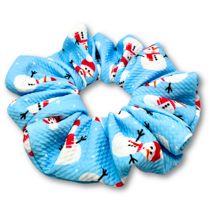 Blue Snowman Christmas Bullet Scrunchie