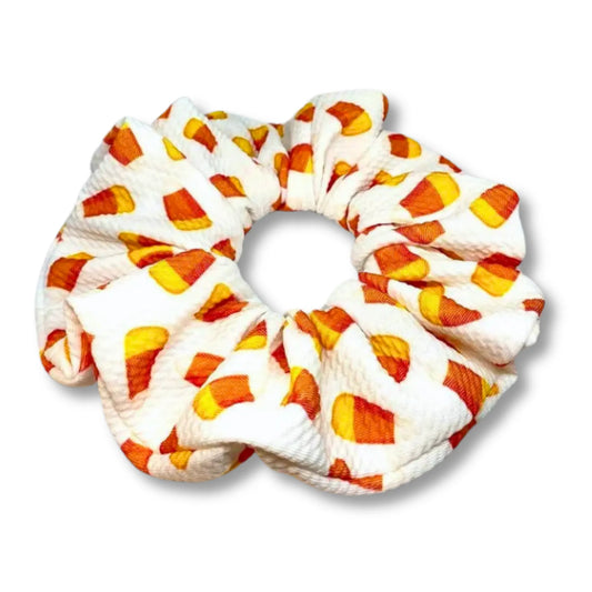 White Candy Corn Halloween Bullet Scrunchie Enchanted Scrunch