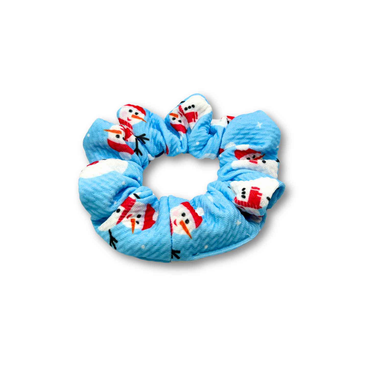 Mini Blue Snowman Christmas Bullet Scrunchie