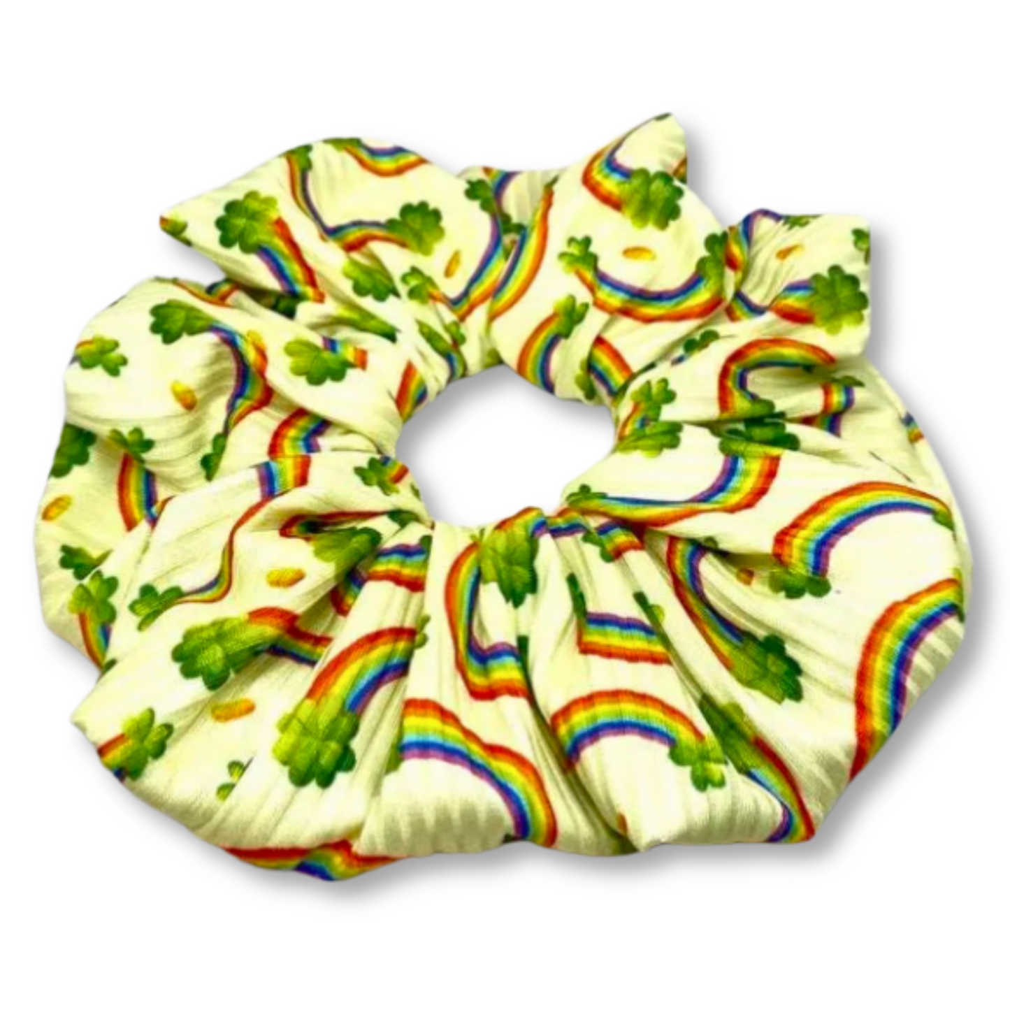 Rainbow Clover St Patrick's Day Scrunchie