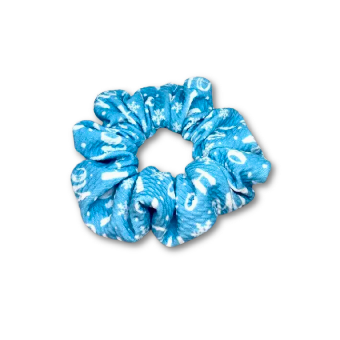 Mini Blue Hohoho Christmas Bullet Scrunchie