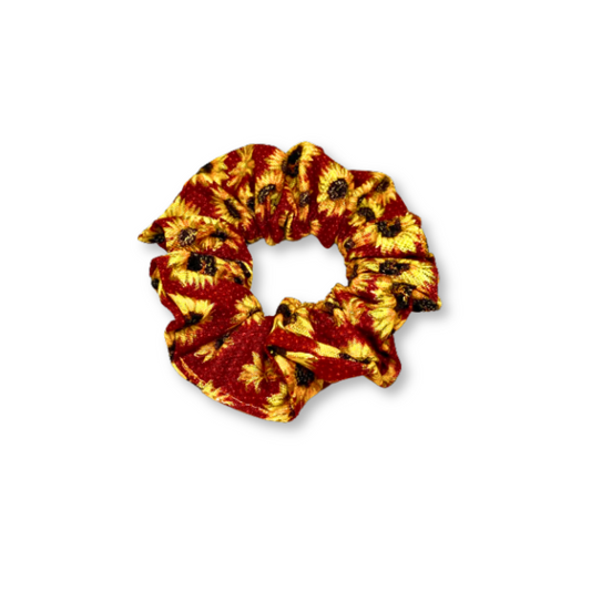 Mini Red Sunflower Fall Scrunchie
