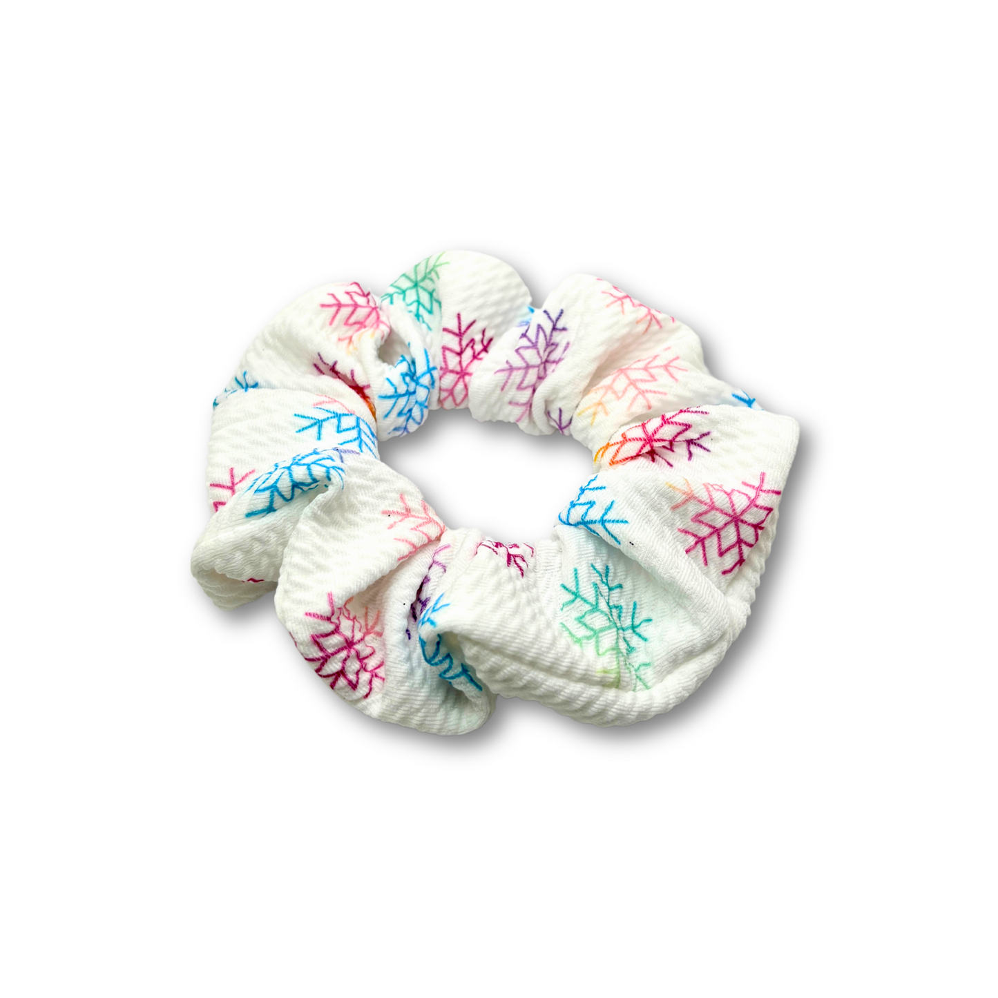 Mini Rainbow Snowflake Bullet Christmas Scrunchie