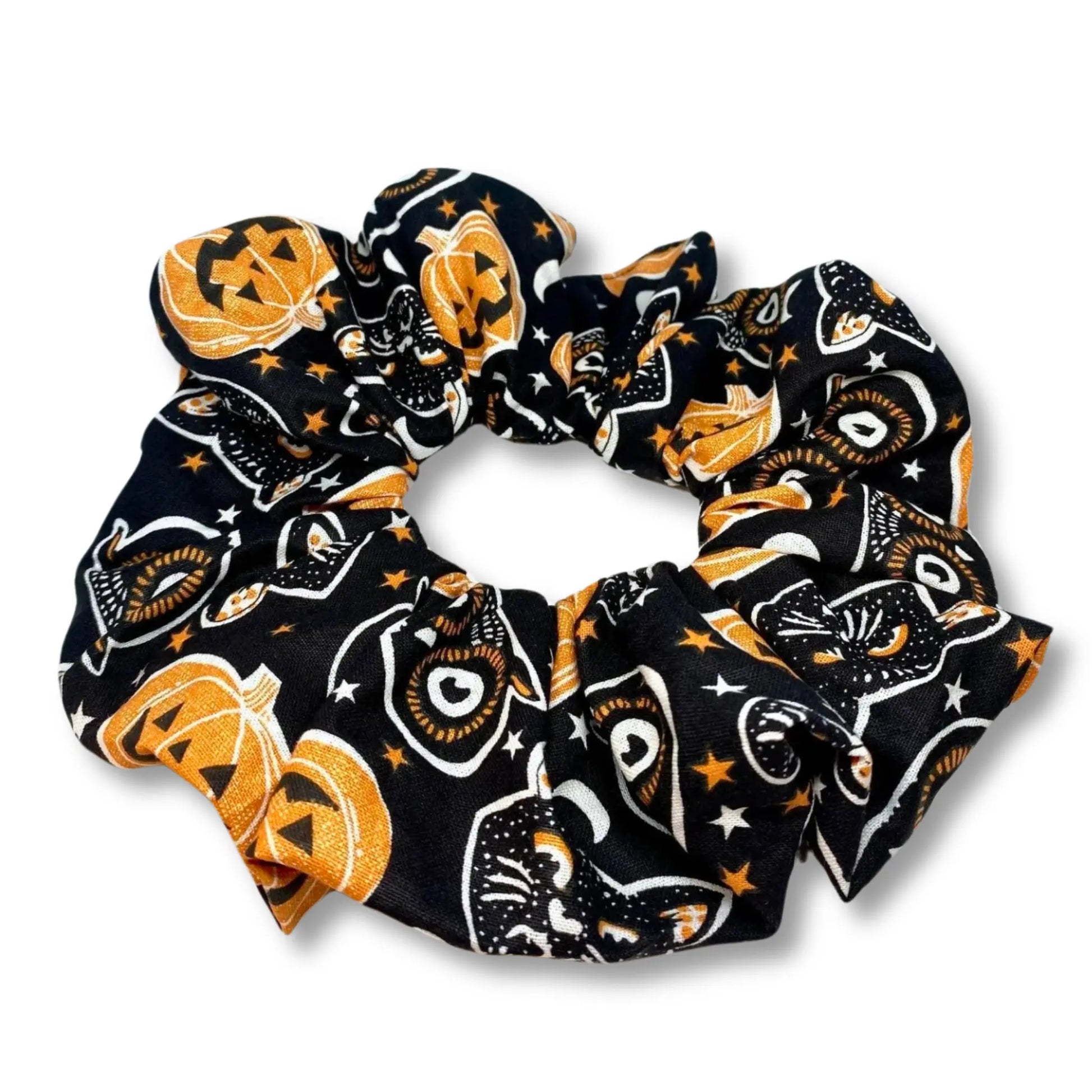 Cat and Owl Heads Halloween Scrunchie Enchanted Scrunch