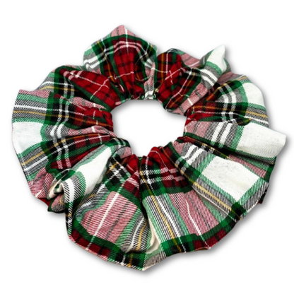 Red, Green, and White Plaid Christmas Scrunchie