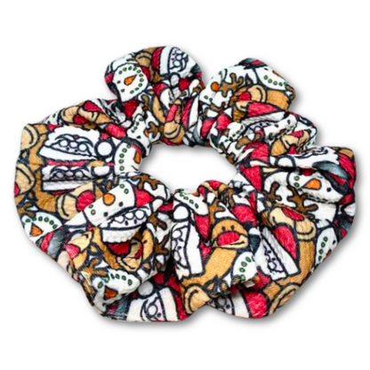 Packed Santa, Snowman, and Rudolph Christmas Bullet Scrunchie