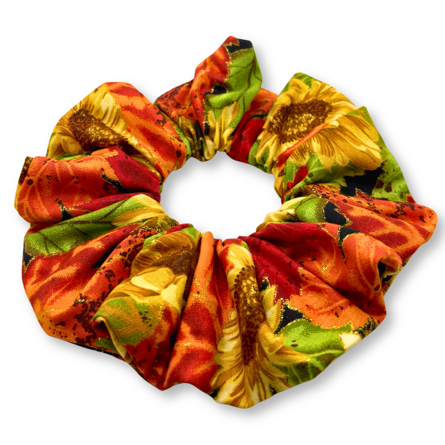 Sparkle Leaf Sunflower Scrunchie