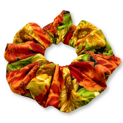 Sparkle Leaf Sunflower Scrunchie
