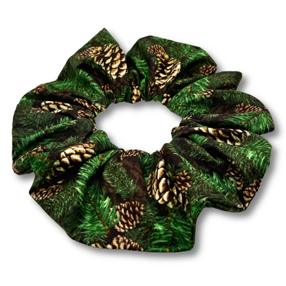 Pine Tree and Pine Cones Christmas Scrunchie