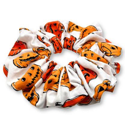 White Pumpkin Halloween Scrunchie