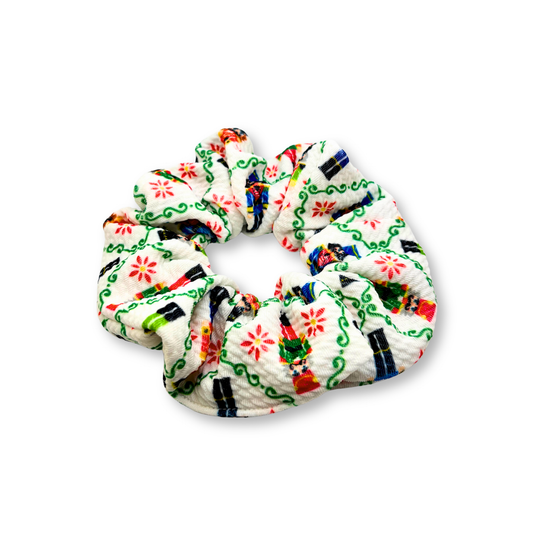Mini White Nutcracker Bullet Christmas Scrunchie