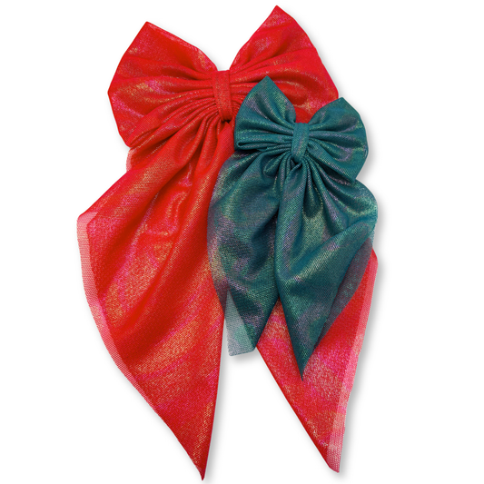 Red & Green Christmas Bow Set