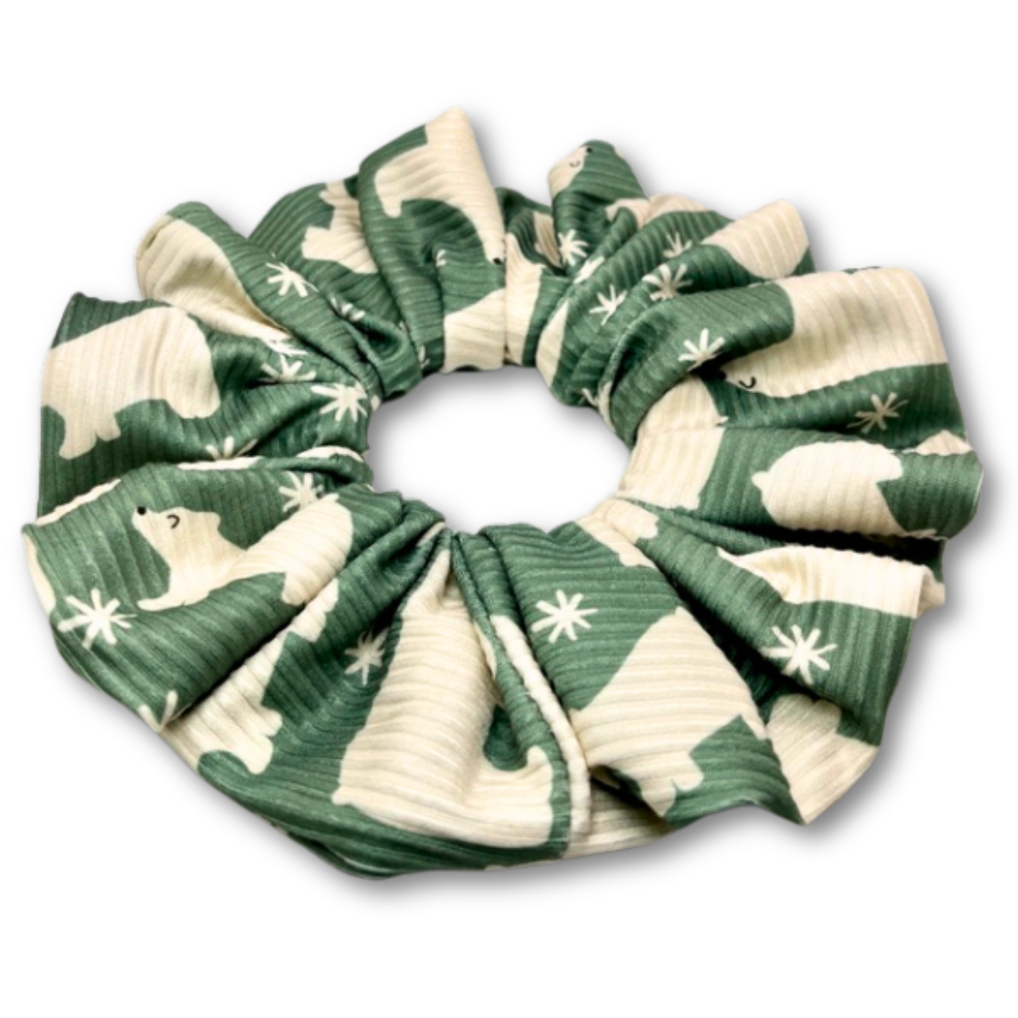 Snowflake Polar Bear Ribbed Scrunchie