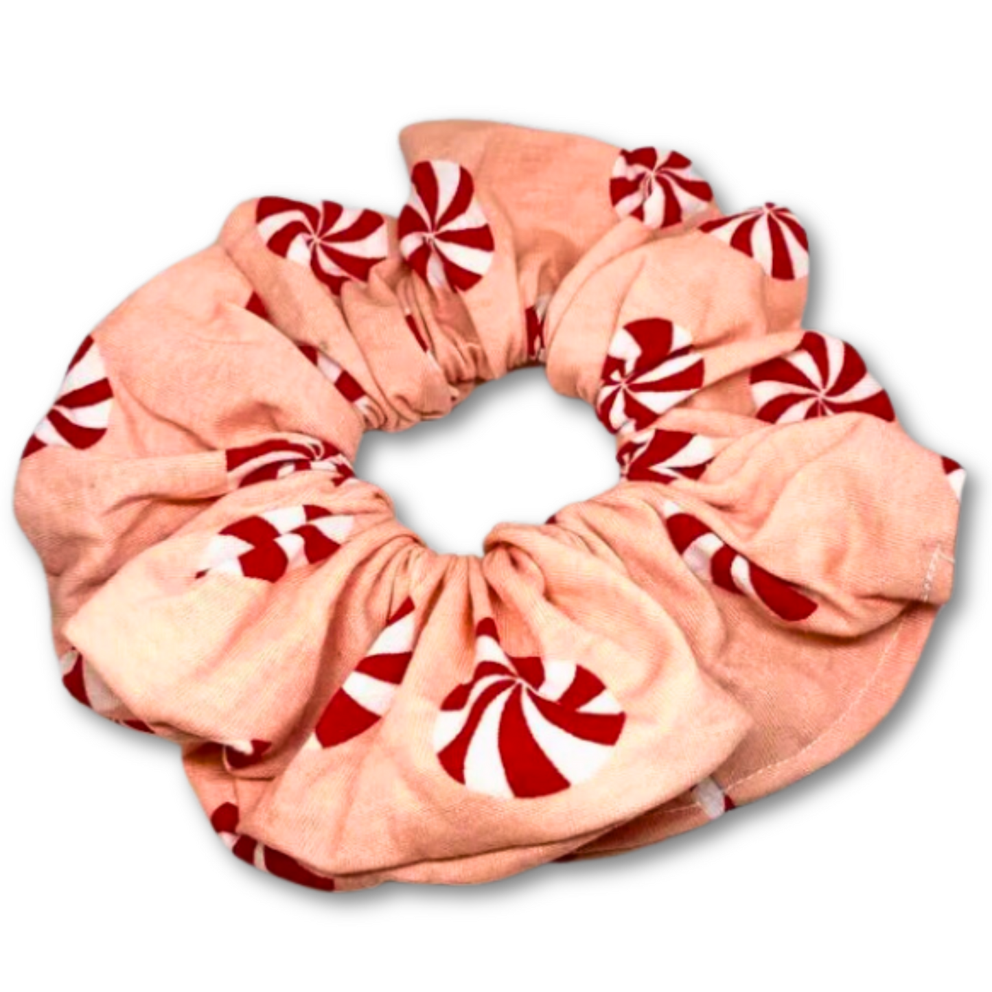 Pink Peppermint Christmas Scrunchie