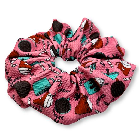 Pink Hot Chocolate Christmas Bullet Scrunchie