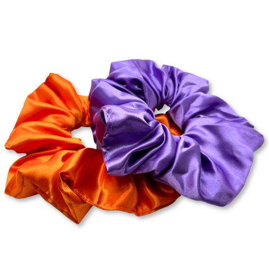 Orange & Purple Silk Halloween Scrunchie Set