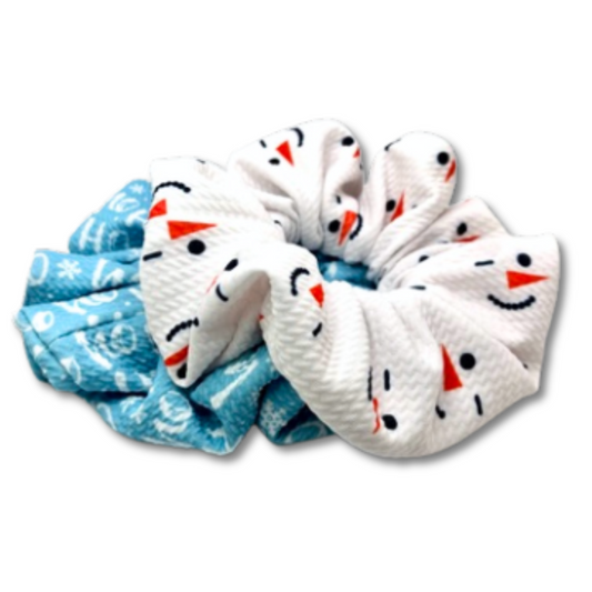 Snowman and Blue HoHoHo Christmas Scrunchie Set Enchanted Scrunch