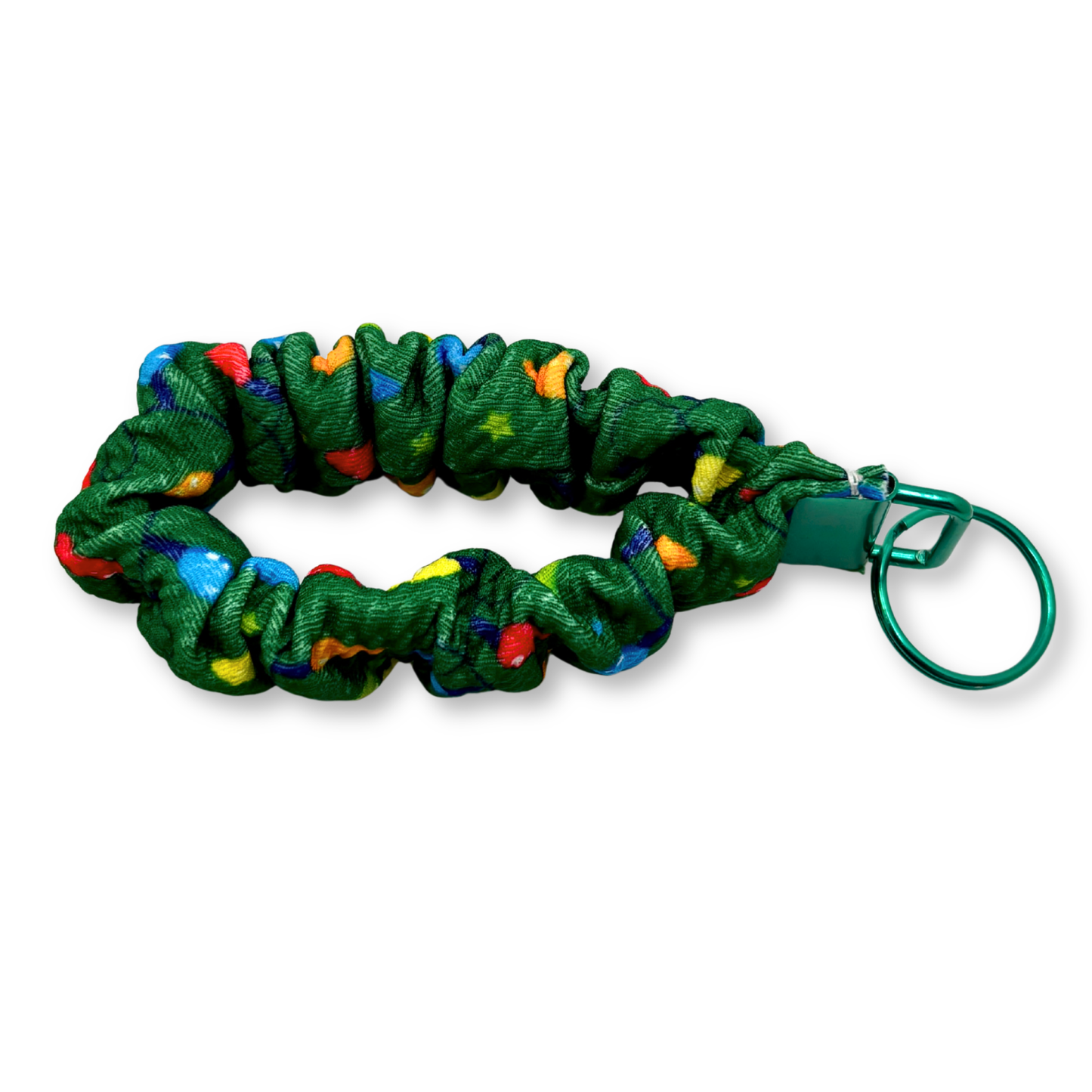 Green Christmas Lights Scrunchie Wristlet