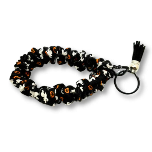 Ghost and Pumpkin Halloween Scrunchie Wristlet Enchanted Scrunch