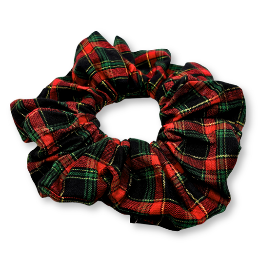 Gold Sparkle Plaid Christmas Scrunchie