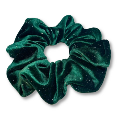 Green Sparkle Velvet Christmas Scrunchie