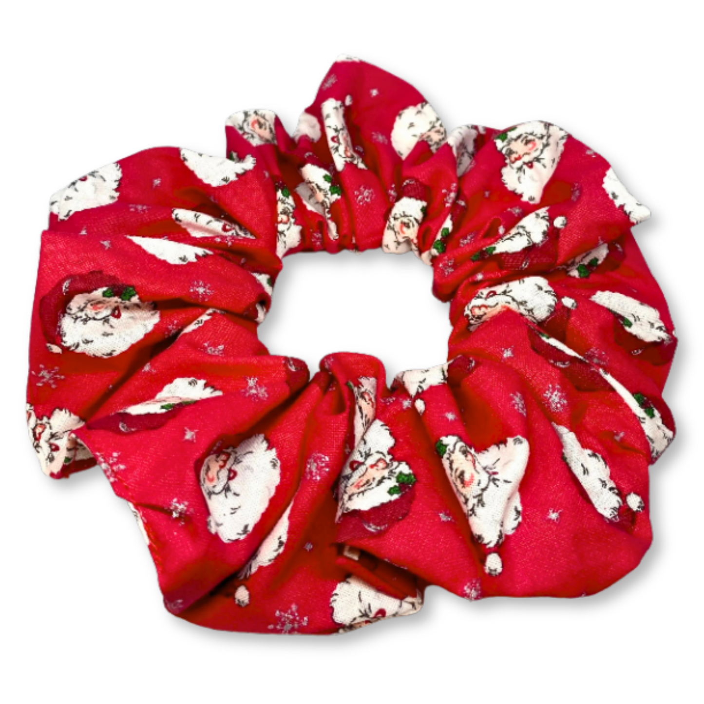 Red Santa Glitter Christmas Scrunchie